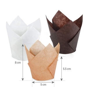 Mini/15cm/16cm/16.5cm/17cm/17.5cm Kích thước trắng nâu màu sắc tự nhiên <span class=keywords><strong>Tulip</strong></span> nướng trường hợp giấy lót Muffin <span class=keywords><strong>Tulip</strong></span> nướng ly - Product Image 2