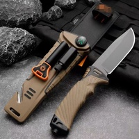 Couteau tactique à lame fixe de qualité industrielle pour la survie en plein air, le camping et la chasse, en acier inoxydable 420, avec lumière LED, multi-outils, OEM