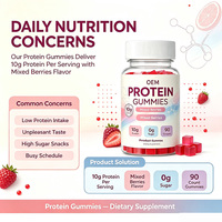 Gummies protéinés 10 g de protéines par portion Favorise la récupération musculaire après les entraînements Saveur fruits rouges mélangés 90 unités