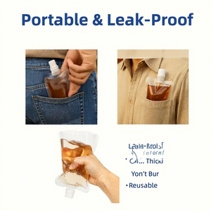 Sacchetti Riutilizzabili per Bevande, Borse Pieghevoli per Bevande, Sacchetti Ricaricabili <span class=keywords><strong>a</strong></span> Prova di Perdite per Campeggio, Escursionismo, Feste in Piscina - Product Image 4