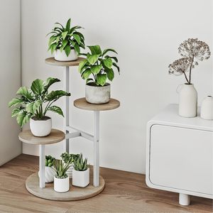 Multi Tiered Ironwood Plant Stand Four Tier Storage <b>Shelf</b> Minimalist <b>Modern</b> Design For Indoor Living Room And Balcony - Product Image 4