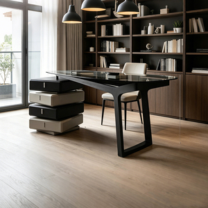 Table d'étude italienne de luxe légère en bois et <span class=keywords><strong>verre</strong></span>, <span class=keywords><strong>bureau</strong></span> moderne et minimaliste pour la maison, <span class=keywords><strong>bureau</strong></span> d'écriture et d'ordinateur - Product Image 3