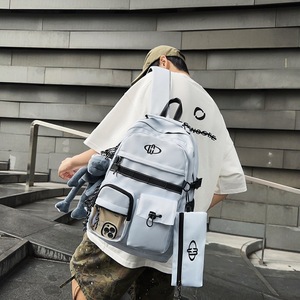 Harajuku Retro <b>Backpack</b> 20 Inches <b>Large</b> Capacity Unisex <b>School</b> Education Campus Style Letter Pattern Detachable Straps - Product Image 3