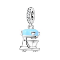 Nouveau modèle d'accessoire pendentif en forme de machine à café et de beignet gourmet, avec perles, pour bracelet et collier, en cuivre plaqué argent, pour la remise des diplômes