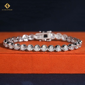 Luxury 925 <b>Silver</b> VVS Moissanite Classic Tennis <b>Bracelet</b> Round Cut Rhodium Plated Eternity Link Chain <b>Bracelet</b> for Wedding Party - Product Image 3