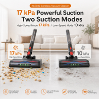 Aspirateur 2-en-1 à main et sur pied avec tête LED pour sols durs, tapis et poils d'animaux, rechargeable par Type-C