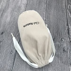 Light Grey Custom Drawstring Velvet Gift Bag - Product Image 5