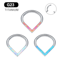 Anting-anting tulang rawan G23, tindik septum hidung, cincin segmen opal 16G, perhiasan tubuh Daith, lapis emas, untuk anak-anak, pernikahan