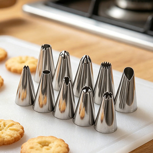 Embouts de pâtisserie en acier inoxydable, embouts pour poches à douille, embouts pour biscuits, choux, gâteaux chiffon, crème au beurre, ensemble d'embouts de décoration. - Product Image 2