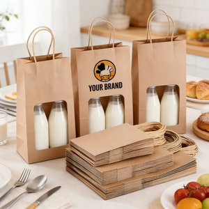 Sacs en papier kraft recyclables <span class=keywords><strong>de</strong></span> luxe modernes personnalisés avec poignées torsadées, logo UV/gaufré, impression numérique/offset pour produits laitiers et alimentaires - Product Image 3
