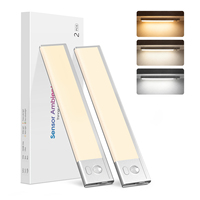 Paquete de Dos Lámparas LED Inalámbricas Recargables con Sensor de Movimiento, Magnéticas, para Debajo del Gabinete, para Mesita de Noche, Escaleras, Entrada y Almacenamiento