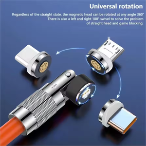 Kabel pengisi daya Cepat magnetik 6A 120W, kabel Data rotasi 540 derajat 3 in 1 untuk iPhone untuk Samsung - Product Image 3