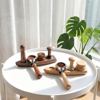 Support de Tamper à Café en Bois de Noyer, Station de Tamponnage en Bois, Base de Rangement pour Tamper à Café, Outil de Barista