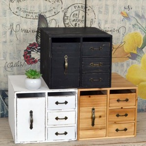 Retro Classic Black Cosmetic Organizer with <b>Drawers</b> Multifunctional Storage Box Desktop Entryway Use - Product Image 1
