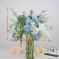 Grande composition florale artificielle d'hortensias de 60 cm, bleu et vert, boule de fleurs artificielles pour la décoration de table de mariage, d'église, d'événements et d'autel