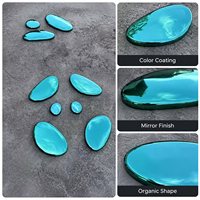 Offre Spéciale : Sculpture de galets irisés de luxe en acier inoxydable, revêtement miroir couleur, pour jardin biologique, parc, hôtel, taille personnalisée