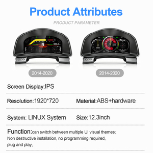 Nouvel écran LCD de tableau de bord 12,3 pouces pour Honda Fit 2014-2020, combiné d'instruments numérique pour voiture, cockpit virtuel, tachymètre automatique, écran fantôme - Product Image 6