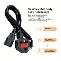 Câble d'alimentation avec prise britannique 1,5 m, extrémité C17, 13A, pour ordinateurs portables, téléviseurs, téléphones portables et appareils photo