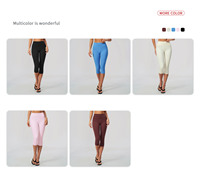 GHWomen Activewear Ensemble deux pièces : Crop top de yoga à manches courtes et Leggings capri taille haute respirants, Tenue de sport pour la gym et le fitness