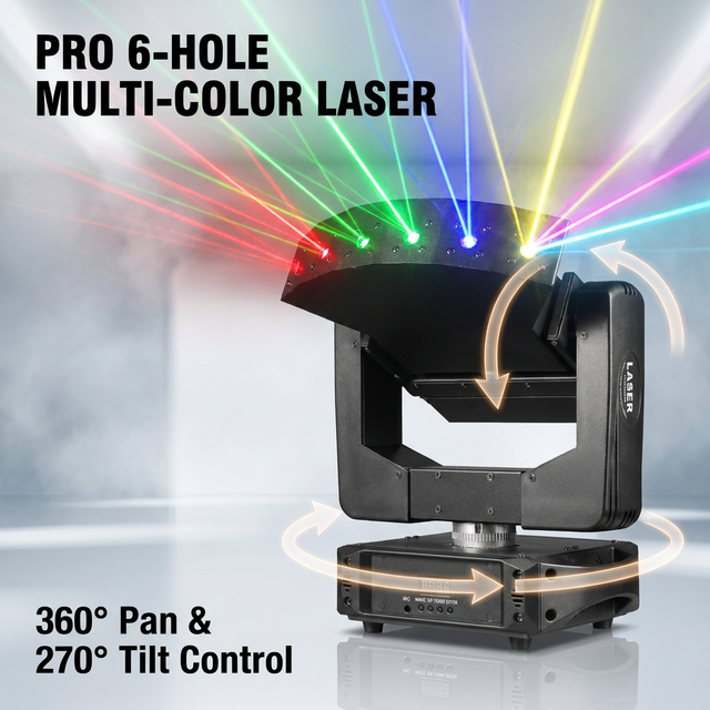 Arrival 6 Eye Red RGB LED DMX512 Laser Light Show Projector Disco 3D Effect for Animation High CRI 95 Aluminum Lamp