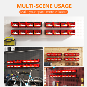 LEADLOONG Pièce de garage en plastique métal rouge Pièces organisées <span class=keywords><strong>Bin</strong></span> <span class=keywords><strong>Rack</strong></span> 49.7*11.4 CM/19.6*4.5 INCH Montage mural Organisation Durable - Product Image 4