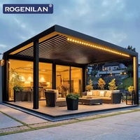 Pergola bioclimatique motorisée intelligente de luxe Rogenilan pour jardin, toit à lamelles réglables, pavillon extérieur en aluminium, gazebo
