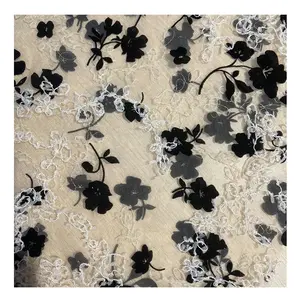 2022 г., Shaoxing Pengda, текстиль, полиэстер, цветочный флокирующий узор, тюль, сетка, нейлоновая сетка, вышитая ткань для платья