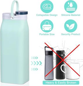 Bouteille d'eau de sport pliable réutilisable en silicone sans BPA, portable et étanche - Product Image 6