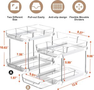3-Tier <b>Kitchen</b> <b>Storage</b> and Home Accessories Bathroom Under Sink Organizer Transparent White Multi-Purpose Pantry Organization - Product Image 1