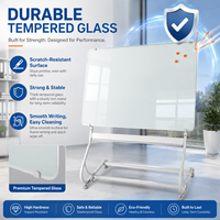Tableau blanc magnétique en verre trempé personnalisé 90*180CM pour réunions d'entreprise, enseignement scolaire et fournitures pédagogiques