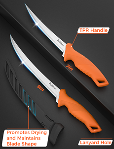 Cuchillo para Filetear Pescado Sharp de 5, 7 y 9 Pulgadas, Hoja Flexible, Agarre Antideslizante, Equipo de Pesca con Funda Protectora, Logotipo Personalizado - Product Image 2