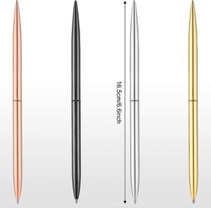 Bolígrafo de tinta negra con giro de Metal para estudiantes y profesores, bolígrafo metálico delgado de escritura, suministros de oficina y escuela para el hogar - Product Image 4