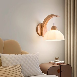 Applique <span class=keywords><strong>murale</strong></span> LED Silence Style avec abat-jour en verre et structure en bois <span class=keywords><strong>pour</strong></span> <span class=keywords><strong>chambre</strong></span> à coucher, <span class=keywords><strong>chevet</strong></span>, décoration d'escalier - Product Image 3