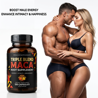 Complément de Maca Bio Triple Mélange en Gros Marque Privée OEM 1500mg Capsules de Maca Noire Rouge Jaune Énergie Masculine Adulte