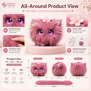 ตุ๊กตาแมวสีชมพู AI สุดน่ารัก สัตว์เลี้ยงอิเล็กทรอนิกส์ บุคลิกแบบซึนเดะร์ พร้อมเซ็นเซอร์สัมผัส รองรับการสื่อสาร 80+ ภาษา จำลองเสียงพูด หน่วยความจำระยะยาว ตา LED - Product Image 4
