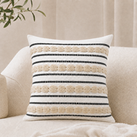 Housse de coussin décorative européenne, style bohème, à rayures, tissée et capitonnée