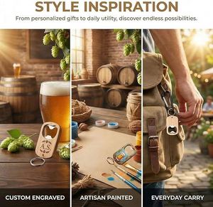 Porte-clés en bois à graver, ouvre-bouteille vierge, artisanat DIY, fournitures de fête, ouvre-bouteille de vin, logo personnalisé - Product Image 3