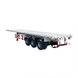 Hot Sale 3 Axle 40 Ft Semi Truck Trailer Flatbed Container Carrier With Headboard 40 Feet Truck Trailers For Sale