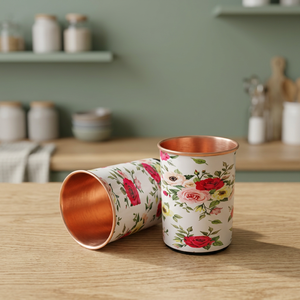 Vaso de vidrio floral color cobre, de pared simple, reutilizable, apto para lavavajillas, ideal para regalo o uso doméstico. - Product Image 4