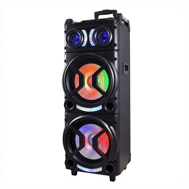 Big Power Rechargeable Battery Portable Karaoke Dj Trolley Boombox Multifunction Rgb Led Flame Lighting Party Wireless Speaker