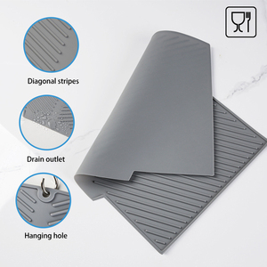 실리콘 식기 건조 매트 내장 배수 립이 있는 주방 카운터 미끄럼 방지 및 열 차단 패드 - Product Image 2