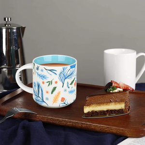 Tazas de Cerámica Coloridas de 12 oz con Diseño Floral Esmaltado en el Interior, Tazas de Porcelana para Café, Té, Agua, Leche, Uso Diario para el Hogar, Oficina, Hotel - Product Image 4