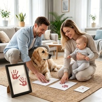 Kit de 3 empreintes de mains et de pieds de bébé sans encre, cartes de jalons de développement pour bébé, souvenir de la empreinte de la main et du pied de bébé, cadeau