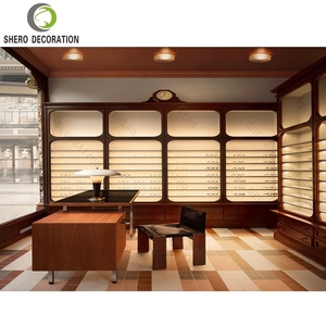 Estante de exhibición de gafas de madera elegante Estante de exhibición de vidrio de gama alta Vintage para decoración de tienda óptica - Product Image 6