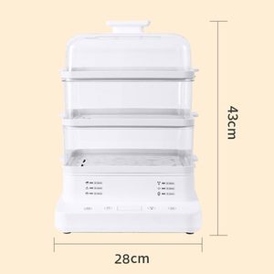 Electric Three Tier Food Steamer 12L Stainless Steel Housing Household Use <b>Stackable</b> <b>Baskets</b> Removable Base 1200W Fast Healthy - Product Image 6