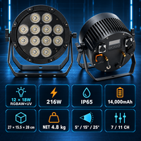 Projecteur LED PAR sur batterie 12x18W RGBAW+UV 5/15/25 degrés WiFi sans fil DMX IP65 pour location événementielle et mariages