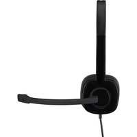 Casque filaire stéréo Logitech H151 avec annulation active du bruit, étanche IPX6, commande tactile, pour usage professionnel/bureau, multi-appareils