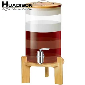 Huadison – équipement et outils d'hôtel, pot mason en verre transparent, distributeur de jus de boisson en verre borosilicate avec robinet à vis