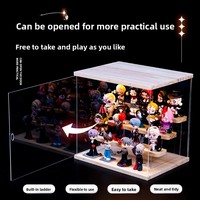 Vitrine de présentation en acrylique pour figurines, poupées Pop Mart et miniatures mignonnes, avec éclairage, couvercle anti-poussière et design pliable en cube