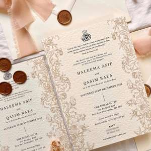 Suite d'invitations de mariage de luxe personnalisées avec impression typographique sur papier kraft, sceau de cire, ensemble complet, vente en gros B2B - Product Image 6